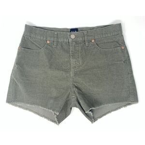 GAP Olive Green Cotton Blend Courdaroy Raw Hem Flat Front  Women's Shorts Size 4